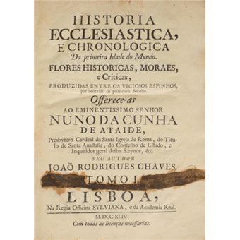 Historia ecclesiastica, e chronologica. [com falta do quadro cronológico] - 1