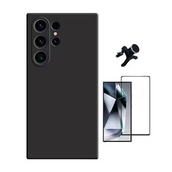 Kit Película de Vidro Temperado Gorilasglass + Capa Proteção Silicone + Suporte Reforçado de Carro Gift4Me para Samsung Galaxy S25 Ultra | Preto - 1