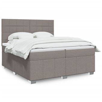 Cama com molas/colchão vidaXL | 200x200 cm | tecido castanho-acinzentado - 1