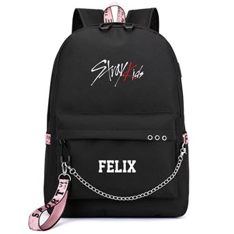 Mochila Escolar DreamWorks | Stray Kids FELIX | 32 x 15 x 45 cm | Preto 1622 - 1