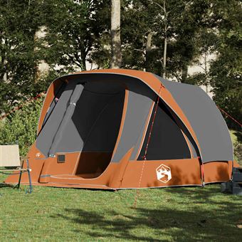 Tenda familiar estilo cabana vidaXL | 6 Pessoas | Impermeável | cinza/laranja - 1