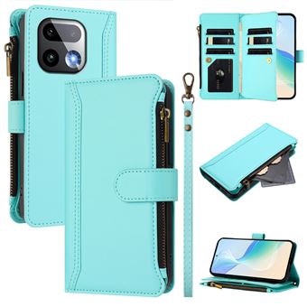 Capa FOXDOCK para Realme 16 PRO Plus 5G | Pele Premium | Compartimentos para Cartões | Alça de Pulso Amovível | Verde claro - 1