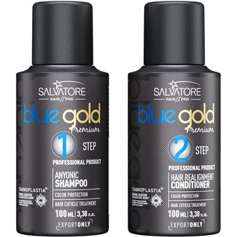 Tratamento Capilar Alisador Salvatore Professional Premium Blue Gold Premium | 2x100ml - 1