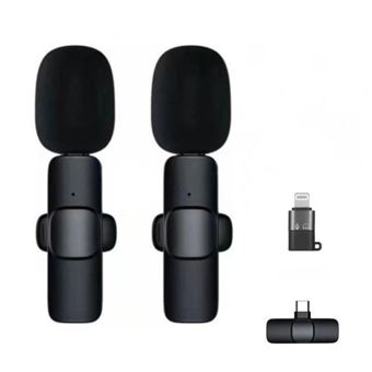 Kit 2 Mini Microfone Wireless Lavalier CO-Phénix com adaptador Tipo C e Apple K8 - 1