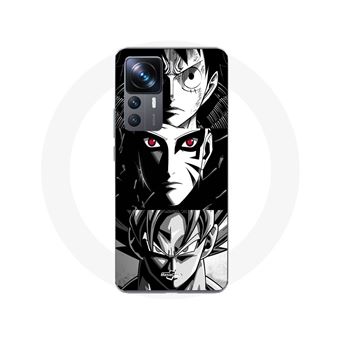 Capa Maniacase para Xiaomi 12T Pro Sangoku Naruto Luffy One Piece Dragon Ball Z Fundo Preto E Branco, Anime Manga - 1