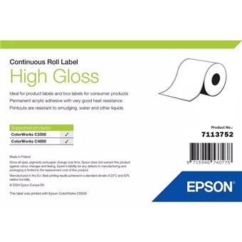 Etiqueta Epson High Gloss Label, Continuous Roll, 51mm x 33m - 1