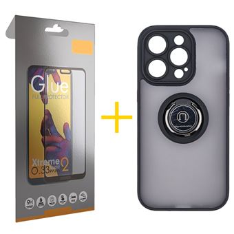 Pack 1 x Película de Vidro Temperado Full + Capa skyhe para Apple iPhone 14 Pro Max Gel Bumper Ring - Preto - 1