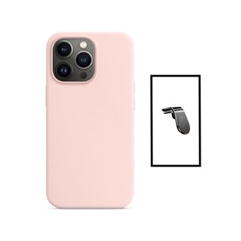 Kit Phonecare Suporte Magnético L Safe Driving Carro + Capa Silicone Líquido para Apple iPhone 14 - Rosa - 1