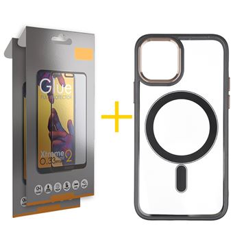 Pack 2 x Película de Vidro Temperado Full + Capa skyhe  Apple iPhone 14 Compatível com Magsafe Magnetic - Preto - 1