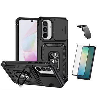 Kit Película de Vidro Temperado Gorilasglass + Capa de Proteção Militar Magnética Janela + Suporte de Carro Magnético L Gift4Me para Samsung Galaxy A17 5G - Preto - 1