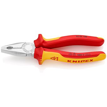 Alicate de Eletricista Knipex Kombizange 03 06 180 | Vermelho, Amarelo - 1