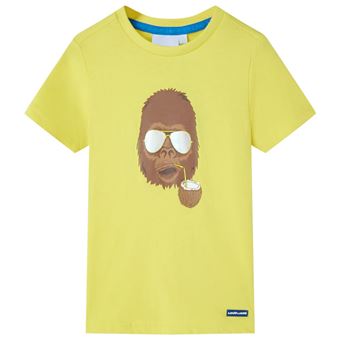T-shirt infantil com mangas curtas vidaXL | Amarelo | 7 - 8 Anos - 1