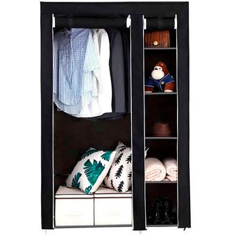 Guarda-roupa com Portas Nyana Home | 170x110x45 cm | Tecido | Preto - 1