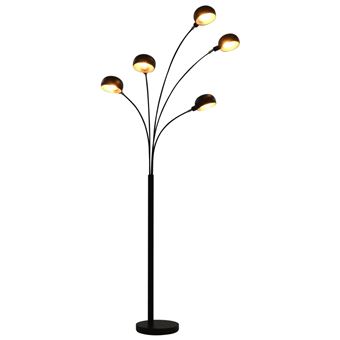 Candeeiro de pé Alto vidaXL 200 cm 5 x E14 preto e dourado - 1