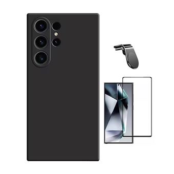 Kit Película de Vidro Temperado Gorilasglass + Capa Proteção Silicone + Suporte Magnético L Gift4Me para Samsung Galaxy S25 Ultra | Preto - 1