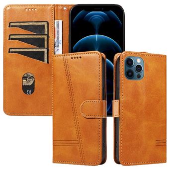 Capa FOXDOCK para iPhone 12 Pro Max | Fecho Magnético | Compartimentos para Cartões e Suporte | Pele PU | À Prova de Choque | Amarelo - 1