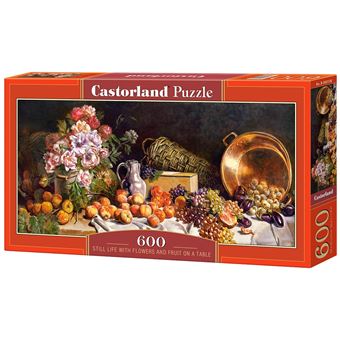 Puzzle Castorland Still life with flowers and fruit on a table 600 pcs 600peça(s)
