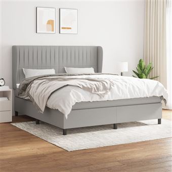 Cama com molas e colchão vidaXL | 160x200 cm | tecido cinzento-claro - 1