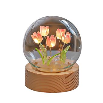 Candeeiro de Mesa Tulipa LED Dishiqing | 5 Flores - Rosa - 1