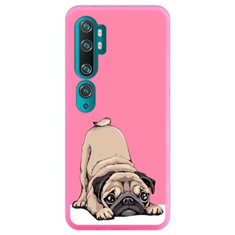 Capa Hapdey para Xiaomi Mi Note 10 - Note 10 Pro - CC9 Pro | Silicone Flexível em TPU | Design Filhotes de Pug bege posando 2 - Rosa