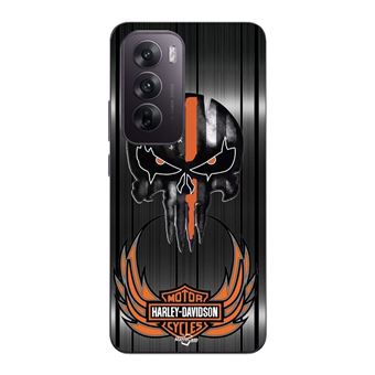 Capa Maniacase para Oppo Reno 12 pro 5G | Harley Davidson caveira fundo cinza - 1