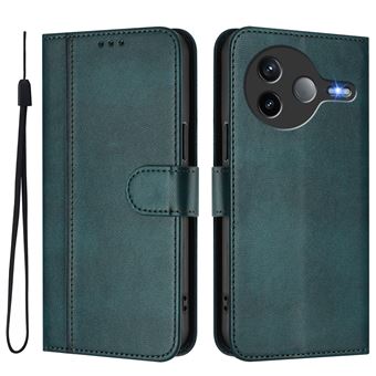 Capa FOXDOCK para Xiaomi POCO F7 Pro 5G | Estilo Vintage | TPU com Textura de Pele Antiderrapante | Compartimentos para Cartões e Suporte | Verde escuro - 1