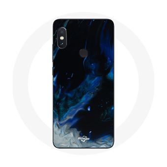 Capa Maniacase para Xiaomiredmi Note 5 Pro Nuvens de Fumaça Multicoloridas de Azul Cinzento E Preto No Fundo Preto - 1