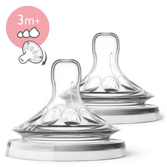 Tetina Philips AVENT Tetina Natural de fluxo variável, 3 m+, 2 unidades | Silicone