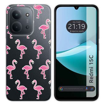 Capa Tumundosmartphone de silicone Transparente para Xiaomi Redmi 15C 4G / 5G | Desenhos de design de flamingo - 1