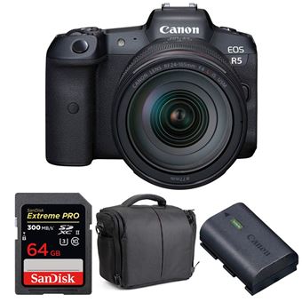Máquina Fotográfica Canon EOS R5 + RF 24-105mm f/4L IS USM + SanDisk 64GB UHS-II SDXC 300 MB/s + Canon LP-E6NH + Bolsa + PDF 15 técnicas para melhorar as suas fotografias - 1