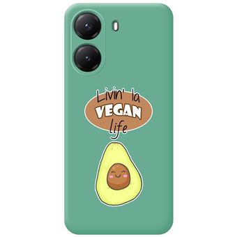 Capa TUMUNDOSMARTPHONE de silicone líquido verde para Xiaomi Poco X7 Pro 5G Vegan Life Design Desenhos - 1