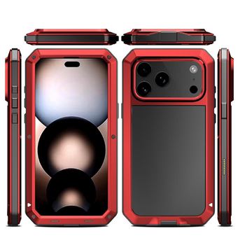 Capa Militar Metálica Zursana para iPhone 17 Pro Max com Proteção 360° | Antichoque | Carregamento sem Fio | Vermelho - 1