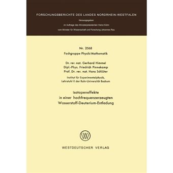 Isotopeneffekte in Einer Hochfrequenzerzeugten Wasserstoff-Deuterium-Entladung - Paperback / softback - 1976 - 1