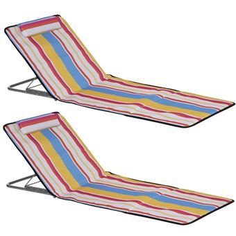 Conjunto de 2 Esteiras de Praia Dobráveis Outsunny | 124 x 53 x 50 cm - 1