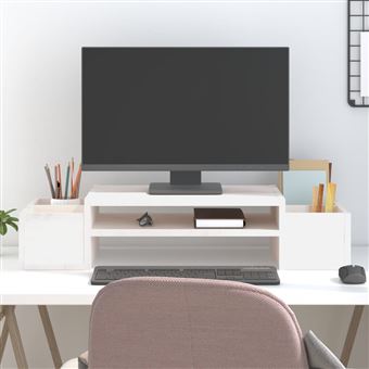 Suporte para Monitor vidaXL 70x27,5x15 cm pinho maciço branco - 1