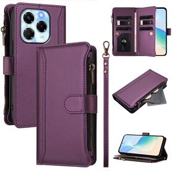 Capa FOXDOCK para Infinix Note 40X 5G | Pele Premium | 9 Compartimentos para Cartões | Alça de Pulso Amovível - Roxo - 1