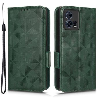 Capa PU padrão de triângulo, à prova de choque com apoio Magunivers para Motorola Moto S30 Pro 5G - verde - 1