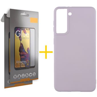 Conjunto 2 x Película de Vidro Full + Capa Accetel para Samsung S21 Plus | Silicone Líquido - Roxo - 1