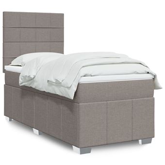 Cama com molas/colchão vidaXL | 100x200 cm | tecido cinza-acastanhado - 1