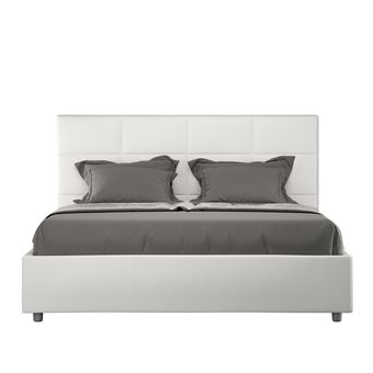 Cama de Casal Queen Size sem Estrado Estofada Ityhome Mika | 160x200 cm | Pele Sintética branco - 1