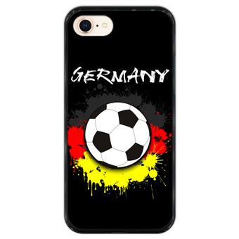 Capa Hapdey para iPhone 7 - 8 Design Bola de Futebol e Cores da Alemanha em Silicone Flexível e TPU Preto