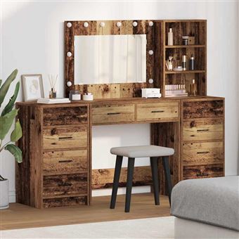 Mesa de vestir com gaveta vidaXL | 3 Peças | Castanho 40 x 41 x 135 cm - 1