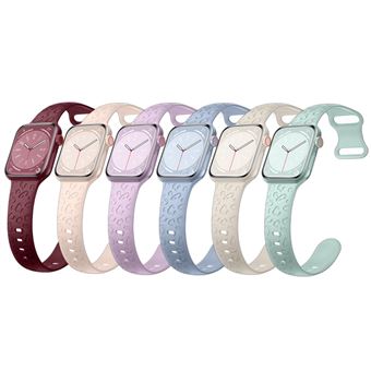 Pack 6 x Braceletes Desportivas Arzopa® Apple Watch Series 8/7/6/5/4/3/2/SE | 38mm/40mm/41mm | Estampagem de Leopardo | Vermelho/Rosa/Roxo/Azul/StarLight/Light green - 1