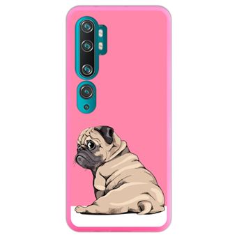 Capa Hapdey para Xiaomi Mi Note 10 - Note 10 Pro - CC9 Pro | Silicone Flexível em TPU | Design Filhotes de Pug bege posando 3 - Rosa