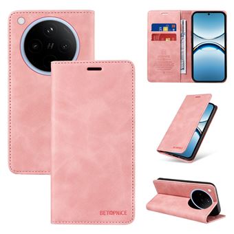 Capa FOXDOCK para OPP0 Find X8 | Bloqueio RFID | TPU | Aba/Detalhes em Pele Sintética | Compartimentos para cartões | Rosa - 1