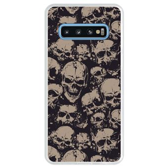 Capa Hapdey Para Samsung Galaxy S10 Design Crânios Padrão Abstrato Capa de Silicone Flexível Em TPU - Transparente