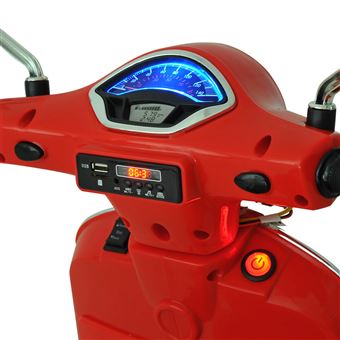 Scooter Elétrica Infantil HomCom | Bateria | USB + MP3 + Luz | 3-6 Anos | Carga 25 kg - Vermelho - 1
