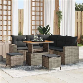 Conjunto de Sofá de Jardim vidaXL | 8 Peças | Cinzento vime PE - 1