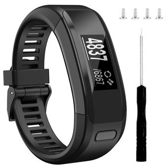 Pulseira silicone flexível e flexível preto para Garmin Vivosmart HR - 1