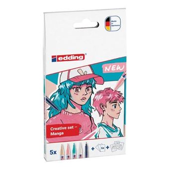 Marcador Edding Manga Stifte Set Mehrfarbig | Bege, Azul claro, Rosa, Branco - 1